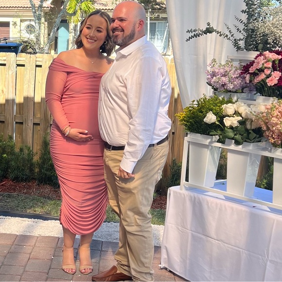 Club L London Neva Maternity Baby Shower Dress in BLUSH PINK - Size 12 - Picture 2 of 2